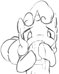 Size: 339x426 | Tagged: explicit, artist:dotkwa, sweetie belle, blowjob, female, foalcon, g4, grayscale, imported from derpibooru, male, monochrome, nudity, oral, penis, sex, straight
