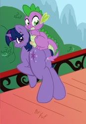 Size: 672x970 | Tagged: explicit, artist:fuf, spike, twilight sparkle, blushing, butt, dragon, erection, female, foalcon, g4, imported from derpibooru, looking back, male, mare, nudity, penis, plot, pony, ship:twispike, straight, tail penetration, unicorn, vagina, vaginal secretions, vulva