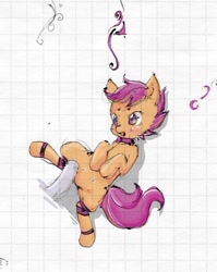 Size: 526x661 | Tagged: explicit, artist:wimcrustum, scootaloo, blushing, collar, crotchboobs, disembodied penis, female, foalcon, g4, hooves, imported from derpibooru, male, nipples, nudity, penis, straight, teats