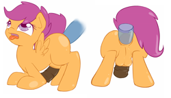 Size: 1000x571 | Tagged: explicit, artist:pinkieinprivate, scootaloo, anal, foalcon, futa, futa scootaloo, g4, horsecock, imported from derpibooru, intersex, nudity, penis, pony, simple background, solo, solo futa, tongue out, white background