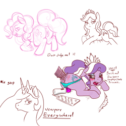 Size: 1000x1000 | Tagged: explicit, artist:infinityplus1, diamond tiara, pinkie pie, princess celestia, anal, anus, butt, clothes, female, foalcon, g4, genitals, imported from derpibooru, le, nudity, paddle, panties, plot, pony, presenting, sex toy, spanked, spanking, underwear, vagina, vaginal secretions, vibrator, vulva