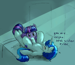 Size: 877x759 | Tagged: explicit, artist:justpony, shining armor, twilight sparkle, bed, blowjob, blushing, eyes closed, female, foalcon, g4, glazed dick, horsecock, imported from derpibooru, incest, lying, lying down, male, mare, night, nudity, on back, oral, penis, pony, prone, sex, ship:shiningsparkle, stallion, straight, twicest, unicorn, unicorn twilight, younger