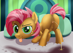 Size: 2200x1600 | Tagged: explicit, artist:php87, babs seed, anus, babs peed, bedwetting, butt, cheeky, clitoris, crotchboobs, earth pony, female, fetish, filly, foal, foalcon, g4, imported from derpibooru, intentional wetting, looking at you, nipples, nudity, pissing, plot, pony, tongue out, urine, vulva, vulvar winking, watersports, wetting