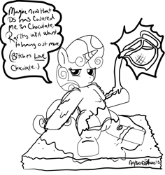 Size: 1109x1175 | Tagged: explicit, artist:dshooves, sweetie belle, chocolate, comic, female, foalcon, g4, graham cracker, imported from derpibooru, joke, marshmallow, pouring, s'mores