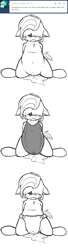 Size: 750x2749 | Tagged: explicit, artist:redcladhero, babs seed, babs peed, blushing, clothes, comic, diaper, diaper fetish, female, foalcon, g4, imported from derpibooru, need to pee, non-baby in diaper, nudity, omorashi, one-piece swimsuit, potty time, swimsuit, tumblr, urine, vulva, watersports