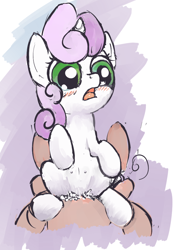 Size: 740x1071 | Tagged: explicit, artist:a6p, sweetie belle, blushing, cowgirl position, crotchboobs, cum, delicious flat crotch, female, foalcon, g4, imported from derpibooru, male, nipples, nudity, sex, straight, teats, vaginal