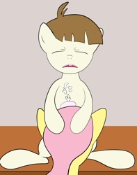 Size: 853x1080 | Tagged: explicit, artist:clutterdrop, fluttershy, age difference, back view blowjob, blowjob, cum, cum on body, cum on chest, featherweight, foalcon, g4, imported from derpibooru, oral, rear view, sex