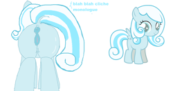 Size: 1340x710 | Tagged: explicit, oc, oc:snowdrop, anus, butt, foalcon, imported from derpibooru, monologue, nudity, oc only, pegasus, plot, pony, vulva