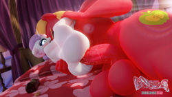 Size: 3840x2160 | Tagged: explicit, artist:snuddy, sweetie belle, 3d, age difference, anal, anthro, ass, balls, banned from derpibooru, bed, big balls, big mcintosh, blender, blushing, butt, earth pony, female, fucked sideways, glazed dick, imported from twibooru, laying on bed, lens flare, lolicon, lying down, male, male nipples, nudity, on bed, open mouth, penetration, penis, sex, shipping, side, sideways, straight, sweetie butt, sweetiemac, underage, unicorn