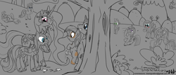 Size: 1500x644 | Tagged: explicit, artist:smudge proof, applejack, fluttershy, princess celestia, princess luna, rainbow dash, rarity, spike, twilight sparkle, oc, oc:thunder ring, after anal, after anal orgasm, age difference, bipedal, bipedal leaning, bisexual, canon x oc, cock lift, colt, crotchboobs, crown, cum, facial, faint, foal, foalcon, g4, gay, genitals, hands free, hiding erection, hill, horsecock, horseshoes, imported from derpibooru, male, mane six, necklace, nipples, nudity, orgasm, penis, pipsqueak, pony, regalia, royal sisters, ship:lunapip, shipping, simultaneous orgasm, stallion, stallion on colt, straight, tree, waldo