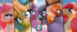 Size: 2800x1194 | Tagged: suggestive, artist:snuddy, apple bloom, applejack, diamond tiara, princess celestia, silver spoon, 3d, advertisement, age difference, alicorn, angry, anthro, applecest, banned from derpibooru, banner, bed, big mcintosh, blender, cloud, collage, crown, earth pony, eyebrows, eyes rolling back, female, floppy ears, freckles, frown, glasses, gritted teeth, imported from twibooru, incest, jewelry, lolicon, looking at you, looking back, looking back at you, macbloom, male, on bed, open mouth, plantigrade anthro, prone, pumpkin cake, regalia, shipping, shoulder freckles, sky, smiling at you, straight, subscribestar, tiara, underage, unicorn, younger