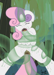 Size: 1661x2323 | Tagged: explicit, grimdark, artist:grinch, sweetie belle, blowjob, bondage, complete nudity, crotchboobs, delicious flat crotch, female, femsub, filly, foal, foalcon, g4, horn, hornjob, imported from derpibooru, nipples, nudity, oral, penetration, penis, pony, rape, see-through, sex, solo, solo female, submissive, sweetiesub, teats, tentacle blowjob, tentacle bondage, tentacle porn, tentacle rape, tentacles, tentacles on female, transparent flesh, unicorn, vagina, vaginal