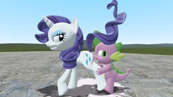Size: 1280x720 | Tagged: explicit, rarity, spike, 3d, age difference, cunnilingus, dragon, female, foalcon, g4, gigantic puddle of cum, gmod, imported from derpibooru, male, mare, pony, ship:sparity, shipping, straight, tongue out