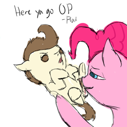 Size: 720x720 | Tagged: explicit, artist:ratchieftain, pinkie pie, babycon, duo, earth pony, female, foalcon, g4, imported from derpibooru, licking, licking cock, male, nudity, oral, pegasus, penis, pony, pound cake, sex, ship:pound pie, straight, tongue out