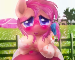 Size: 1280x1024 | Tagged: explicit, artist:surgicalarts, oc, oc:strawberry milk, blushing, crotchboobs, cute, cute porn, foalcon, imported from derpibooru, looking at you, nipples, nudity, oc only, pov, sex, smiling