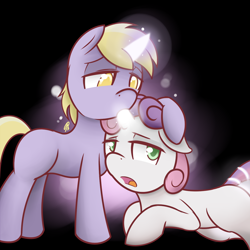 Size: 1280x1280 | Tagged: questionable, artist:ppdraw, sweetie belle, dinky hooves, female, foalcon, g4, horn, hornboner, hornjob, imported from derpibooru, lesbian, ship:dinkybelle, shipping