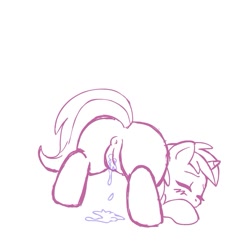 Size: 945x945 | Tagged: explicit, artist:megasweet, aftersex, anus, blushing, creampie, cum, eyes closed, female, foalcon, g4, imported from derpibooru, nudity, pony, raised tail, ruby pinch, unicorn, vagina
