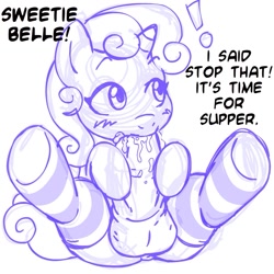 Size: 945x945 | Tagged: explicit, artist:megasweet, sweetie belle, autofellatio, balls, blowjob, foalcon, futa, futa sweetie belle, g4, imported from derpibooru, intersex, nudity, offscreen character, oral, penis, pony, simple background, solo, solo futa