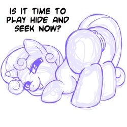 Size: 945x945 | Tagged: explicit, artist:megasweet, sweetie belle, anus, butt, female, foalcon, g4, imported from derpibooru, nudity, plot, pony, presenting, solo, solo female, vagina