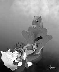 Size: 900x1103 | Tagged: explicit, artist:alakser, anal, anthro, big macintosh, earth pony, feet, foalcon, foot fetish, g4, gay, imported from derpibooru, male, maledom, malesub, monochrome, nudity, plantigrade anthro, prince blueblood, snails, submissive, topless