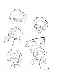 Size: 1280x1656 | Tagged: explicit, artist:cold-blooded-twilight, babs seed, balls, blowjob, blushing, collar, deepthroat, drool, female, foal, foalcon, g4, genitals, imported from derpibooru, male, monochrome, nudity, oral, penis, pony, sex, straight, tongue out