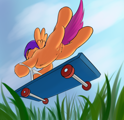 Size: 1666x1618 | Tagged: explicit, artist:sokolas, scootaloo, crotchboobs, female, foalcon, g4, imported from derpibooru, nipples, nudity, pony, scooter, solo, solo female, teats, vagina