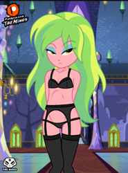 Size: 1920x2600 | Tagged: suggestive, artist:theminus, banned from derpibooru, bra, clothes, equestria girls, eyeshadow, female, g4, garter belt, garter straps, human, imported from twibooru, lemon zest, lingerie, lolicon, makeup, panties, socks, solo, stockings, thigh highs, thong, twilight's castle, underage, underwear