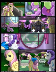 Size: 1165x1500 | Tagged: explicit, artist:kitsuneyoukai, fluttershy, rarity, spike, comic:dragon you over, comic, dragon, flaccid, foalcon, g4, imported from derpibooru, nudity, penis, sad