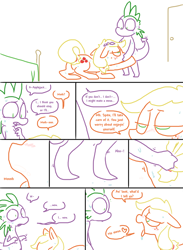 Size: 750x1025 | Tagged: explicit, artist:weaver, applejack, spike, comic:applejack season, bedroom eyes, blowjob, blushing, comic, cumming, dragon, drool, estrus, female, floppy ears, foalcon, g4, hair pulling, heart, imported from derpibooru, interspecies, male, open mouth, oral, orgasm, pony, sex, ship:applespike, shipping, shivering, simple background, smiling, softcore, straight, straight shota, swallowing, sweat, tongue out, weaver you magnificent bastard, white background, wide eyes