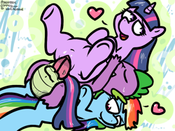Size: 800x600 | Tagged: explicit, artist:pokehidden, rainbow dash, spike, twilight sparkle, age difference, anus, butt, commission, double penetration, double vaginal, dragon, female, ffm threesome, foalcon, g4, group sex, heart, hemipenis, imported from derpibooru, male, multidick, multiple penetration, multiple vaginal, nudity, pegasus, penetration, penis, plot, pony, pseudoincest, sex, ship:rainbowspike, ship:spikelightdash, ship:twispike, spike gets all the mares, straight, tail penetration, threesome, trio, unicorn, unicorn twilight, vagina, vaginal, vaginal secretions, wingless spike