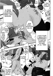 Size: 1047x1500 | Tagged: explicit, spike, twilight sparkle, comic:eromanga is magic, anthro, arm hooves, blindfold, breasts, chestbreasts, comic, dragon, female, foalcon, g4, imported from derpibooru, interspecies, male, misplaced boobs, nipples, nudity, sex, straight, translation