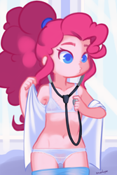 Size: 1280x1920 | Tagged: suggestive, artist:drantyno, pinkie pie, banned from derpibooru, child, clothes, equestria girls, female, imported from twibooru, lingerie, lolicon, nurse, underage, underwear, young, younger