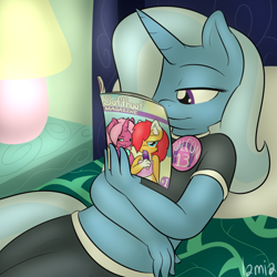 Size: 1000x1000 | Tagged: questionable, artist:lamia, oc, oc:lamia, oc:vixy hooves, anthro, comic book, foalcon, g4, hair over one eye, imported from derpibooru, magazine, popsicle, trixie