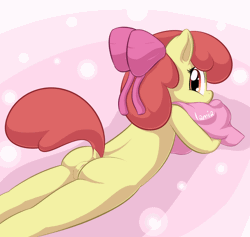 Size: 825x781 | Tagged: explicit, artist:lamia, apple bloom, adorasexy, animated, anthro, ass, bed, blinking, bloom butt, butt, clitoris, cute, cute porn, dock, earth pony, eye shimmer, female, foalcon, g4, gif, hug, human vulva, imported from derpibooru, looking at you, looking back, looking back at you, nudity, pillow, pillow hug, presenting, prone, raised tail, sexy, solo, solo female, stupid sexy apple bloom, vaginal secretions, vulva, vulvar winking