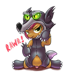 Size: 1800x1800 | Tagged: explicit, artist:php87, babs seed, animal costume, belly button, big babs wolf, bottomless, clitoris, clothes, costume, crotchless, dead source, dildo, dildo sitting, earth pony, female, filly, foal, foalcon, g4, imported from derpibooru, insertion, looking at you, navel cutout, nudity, partial nudity, pony, rawr, sex toy, simple background, solo, solo female, transparent background, vaginal insertion, vaginal secretions, vulva, wolf costume