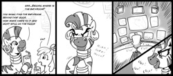 Size: 1000x440 | Tagged: questionable, artist:madmax, apple bloom, 4chan, clopping, comic, earth pony, female, filly, foal, foalcon, g4, imported from derpibooru, interspecies, lesbian, mare, mare on filly, pony, voyeurism, zebra, zecora