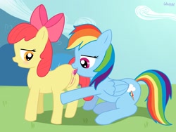 Size: 2592x1944 | Tagged: explicit, artist:unistar, apple bloom, rainbow dash, 2013, analingus, analingus on female, anus, blushing, drool, female, female on female analingus, foalcon, g4, imported from derpibooru, lesbian, licking, mare on filly, nudity, oral, sex, ship:rainbloom, show accurate, show accurate porn, tongue out, vagina