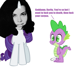 Size: 1032x939 | Tagged: explicit, grotesque, rarity, spike, 1000 years in photoshop, dragon, female, foalcon, g4, human, human head pony, imported from derpibooru, male, mare, nudity, original species, penis, ship:sparity, shipping, straight, susan hart, vulgar, wingless spike
