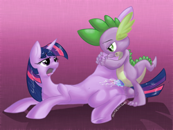 Size: 1076x809 | Tagged: explicit, artist:hellticket, spike, twilight sparkle, ahegao, clitoris, creampie, cum, dead source, dragon, dragon on pony action, female, foalcon, g4, horn, imported from derpibooru, interspecies, male, nudity, penis, pony, ship:twispike, straight, tongue out, unicorn, vagina, vaginal
