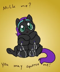 Size: 594x708 | Tagged: questionable, oc, oc:nyx, artist needed, big crotchboobs, breasts, crotchboobs, female, foalcon, huge crotchboobs, imported from derpibooru, impossibly large crotchboobs, lactation, leaking, milk, milking, multiboob, multiple nipples, nipples, nudity, oc only