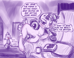 Size: 851x663 | Tagged: explicit, artist:buttercupsaiyan, spike, twilight sparkle, ask perverted twilight sparkle, bibliophile, dialogue, dragon, foalcon, g4, hemipenis, imported from derpibooru, insertion, masturbation, multiple penetration, nosebleed, nudity, observer, penis, pony, scroll, unicorn, unicorn twilight, unusual insertion, vaginal secretions, voyeurism