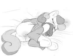 Size: 800x618 | Tagged: explicit, artist:jalm, sweetie belle, anus, blushing, clothes, female, foalcon, g4, hooves, imported from derpibooru, nudity, on side, pony, solo, solo female, undressing, vagina, vaginal secretions