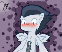 Size: 786x667 | Tagged: explicit, artist:bakaponi, blushing, foalcon, g4, imported from derpibooru, male, nudity, penis, pony, precum, rumble, solo, solo male