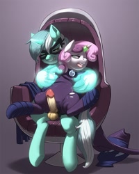 Size: 720x900 | Tagged: explicit, artist:kevinsano, sweetie belle, balls, cameltoe, cape, clothes, costume, drool, duo, female, foalcon, futa, futa lyra heartstrings, futa on female, g4, hand, hat, horn, horn ring, human penis, imported from derpibooru, intersex, lyra heartstrings, magic, magic hands, magic suppression, mare do well, mask, nudity, penis, pony, sitting, sweetie do well, tight clothing, torn clothes, unicorn, vaginal secretions