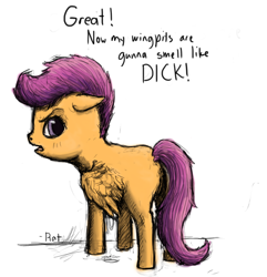 Size: 868x900 | Tagged: explicit, artist:ratchieftain, scootaloo, armpit fetish, cum, female, foalcon, g4, implied scootabuse, implied straight, imported from derpibooru, pony, solo, solo female, wingjob