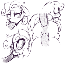 Size: 1000x1000 | Tagged: explicit, artist:florecentmoo, sweetie belle, anal, blowjob, cum, double penetration, facial, female, foalcon, g4, group sex, imported from derpibooru, male, mmf threesome, monochrome, nudity, oral, penetration, penis, sex, straight, threesome, vagina, vaginal