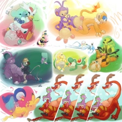 Size: 1200x1200 | Tagged: explicit, artist:argonvile, spike, ambipom, anal, arcanine, balls, bestiality, blushing, crossover, crossover shipping, cubchoo, cum, delibird, dragon, electivire, foalcon, g4, gay, heart eyes, i dont even, imported from derpibooru, interspecies, koopa troopa, male, monferno, nidoking, nidoran♂, nudity, penis, pikachu, piplup, pokémon, sex, size difference, smeargle, super mario, the legend of zelda, the legend of zelda: the wind waker, valoo, voyeurism, wingding eyes, wingless spike, yoshi