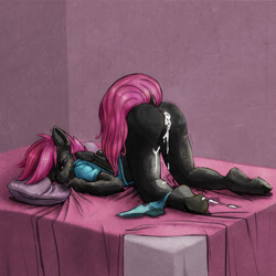 Size: 900x900 | Tagged: explicit, scootaloo, aftersex, anthro, artist needed, ass, bottomless, butt, cum, female, foalcon, g4, implied straight, imported from derpibooru, nudity, solo, solo female, synchtube, vagina