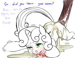 Size: 767x590 | Tagged: explicit, artist:idlecum, rarity, sweetie belle, cum, excessive cum, foalcon, futa, futa on female, futa rarity, g4, horsecock, imported from derpibooru, incest, intersex, nudity, penis, raricest, ship:raribelle