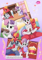 Size: 1024x1447 | Tagged: explicit, artist:bbmbbf, sweetie belle, comic:be my special somepony, anthro, balls, be my special somepony, big macintosh, blowjob, breasts, cinema, comic, cum, delicious flat chest, earth pony, equestria untamed, feet, female, fingering, flatie belle, foalcon, footjob, g4, imported from derpibooru, intercrural sex, male, milkshake, nipples, nudity, oral, palcomix, penis, plantigrade anthro, popcorn, precum, sex, sharing a drink, ship:sweetiemac, shipping, stealth sex, straight, straw, text, vagina